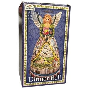 Jim Shore Angels Four Seasons Ceramic Dinner Bell Folk Art Farmhouse Cottage 6”